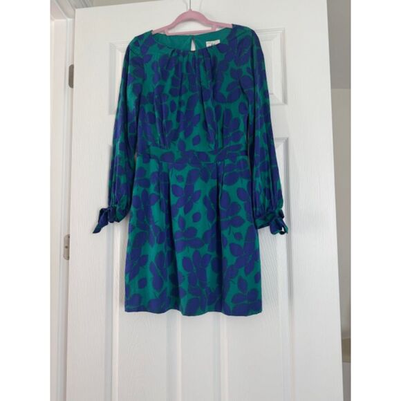 Milly of New York Silk Clemie long sleeve Floral Leaf print dress, size 10 - Picture 2 of 9